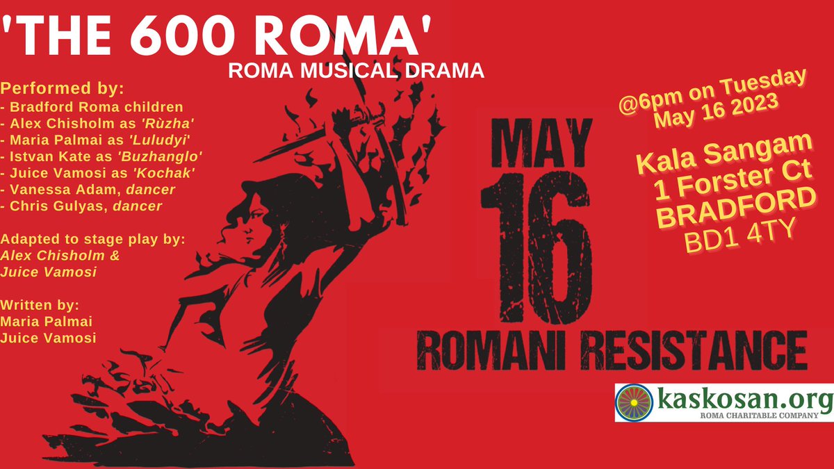 JOIN US TONIGHT for the story of The 600 Roma heroes from May 16 1944! Thanks to @amcchisholm and @Kala_Sangam for having their heart in this even when no one else was there to support us! Get your tickets now: kalasangam.org/box-office/kas…