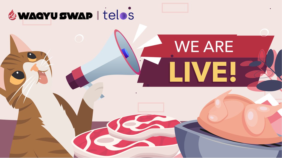 The Chefs are proud to Officially announce the first Multichain expansion in Our Journey to becoming Crypto's tastiest Multichain DEX, Starting with the Amazing Telos Blockchain <a href="/HelloTelos/">Telos</a> 

$TLOS trading is now live !

telos.wagyuswap.app