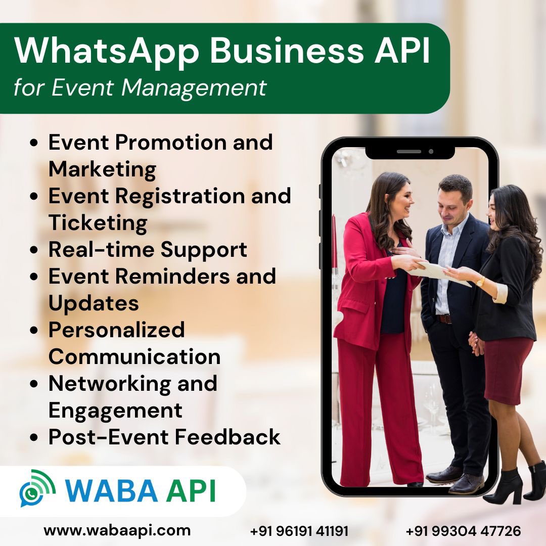 WABAAPI's tweet photo. WhatsApp Business API for Event Management
https://t.co/zHko6j01Cr
#WhatsAppBusinessAPI #EventManagement #EventPromotion #Ticketing #RealTimeSupport #EventReminders #PersonalizedCommunication #Networking #Engagement #PostEventFeedback #WabaAPI #SMSGatewayCenter https://t.co/TvqBr4h1OL