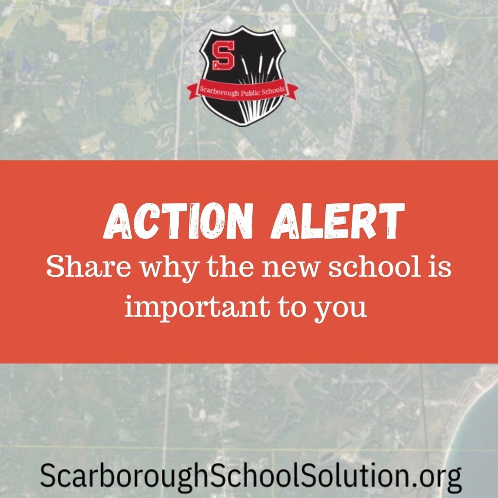 ACTION ALERT! Share why you support the New School with Town Council today and tomorrow! 

Are you excited about the new unified K-3 school and the positive impact it will have for Scarborough students and families, property values, and the community as a whole?

Do you worr…
