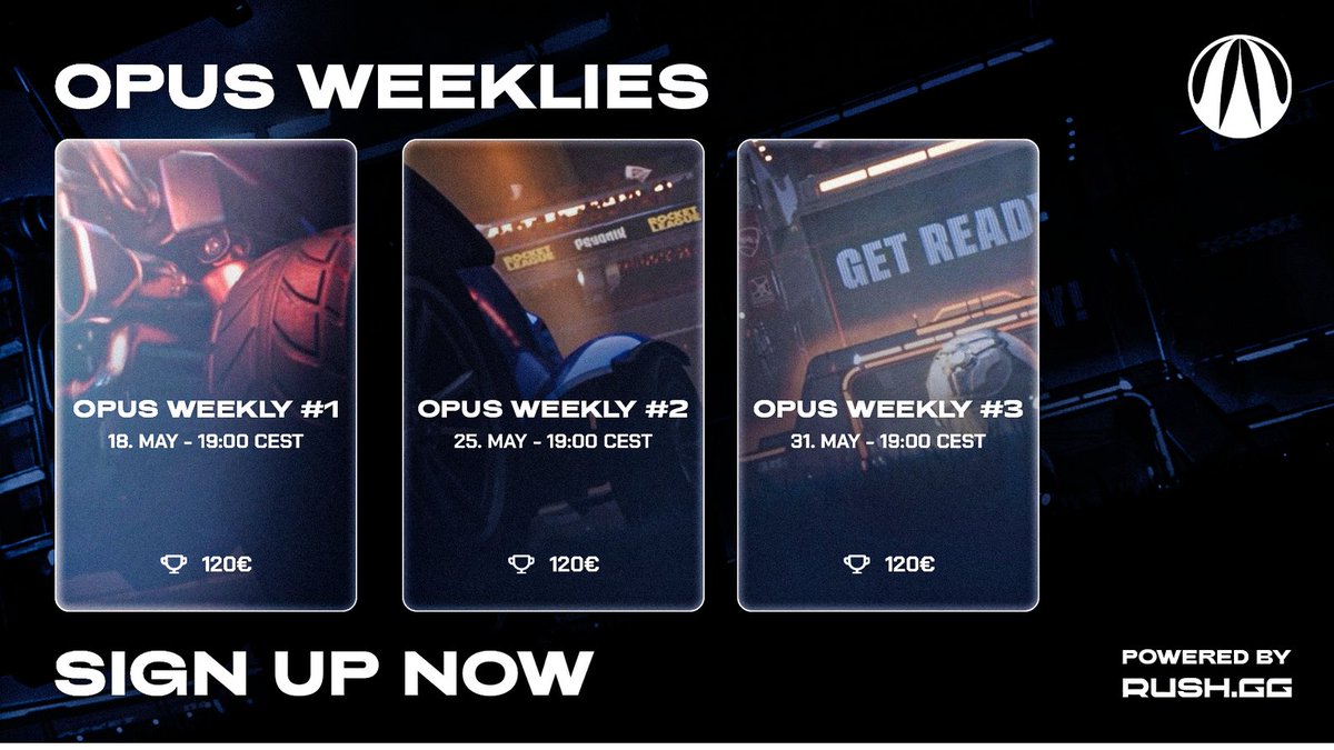 OPUS x RUSH WEEKLIES

Zusammen mit <a href="/RUSHGGDACH/">RUSH DACH</a> wollen wir euch die Chance geben, die Urlaubskasse etwas aufzufrischen.

DONNERSTAG findet schon das erste Turnier statt also meldet euch schnell an.

Auf rush.gg/de/hubs/opus-e… gibt es alle Infos zur Anmeldung und zu den Turnieren.