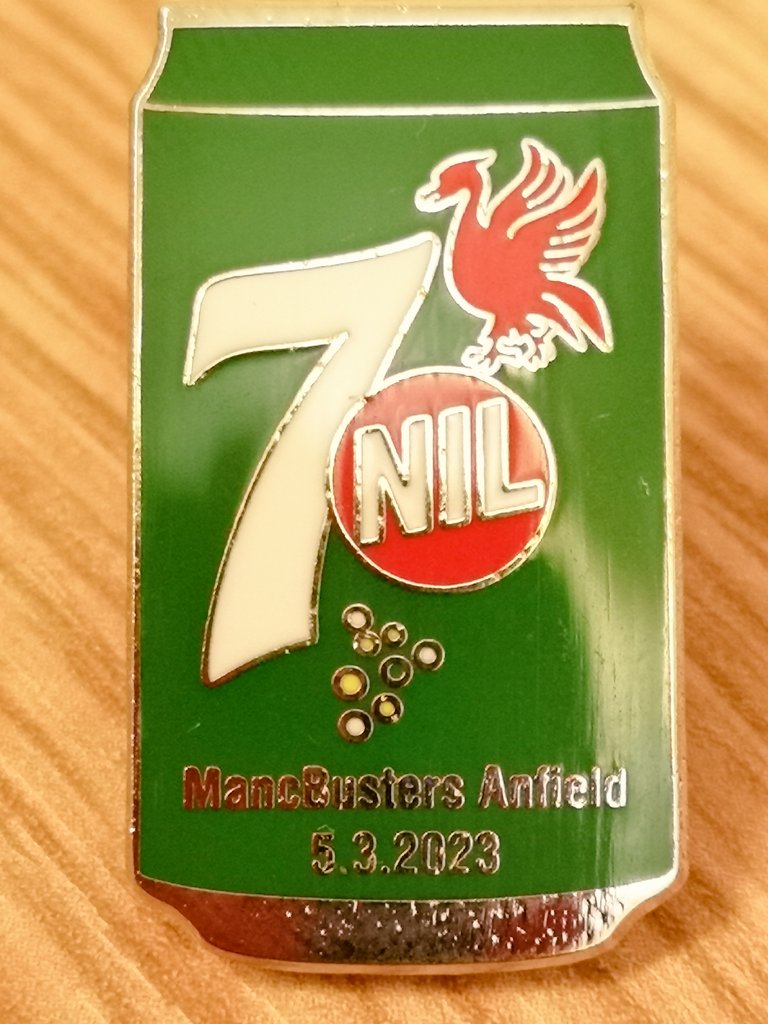 GreyK4979lfc's tweet photo. And that's another #LFC pin badge that goes into my memorabilia collection. #7Nil #7-0 #Anfield #MancBusters #LIVMUN #LFC #PremierLeague #YNWA #LFCFamily #UpTheReds #WeAreLiverpool #ThisMeansMore #PinBadges #PinBadgeCollector #memorabilia https://t.co/8t6Zx7SdCE