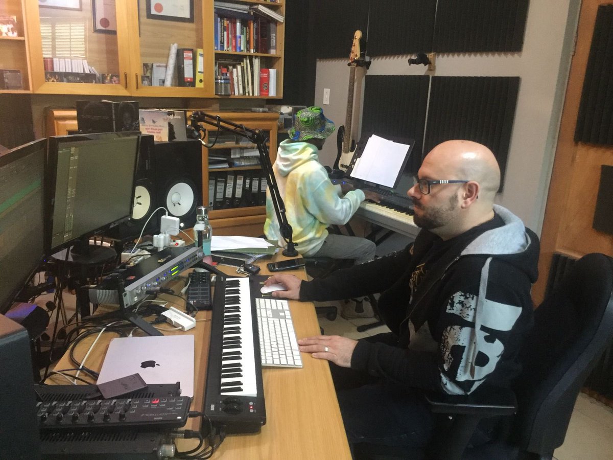 jonathangshaw's tweet photo. Sakhile @SMNgwenya1 recording his next piano masterpiece over which I shall do my orchestral arrangements. Gonna be fun! #composer #collaboration #filmesque https://t.co/SUY17UN6ki