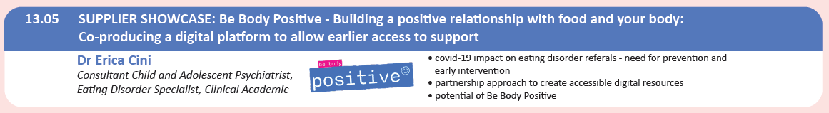 lydiadavies97's tweet photo. Are you attending the CAMHS National Summit today? I'll be joining the panel on behalf of @BarnardosHealth to discuss the Be Body Positive digital tool @BBP_NHS. @NHS_ELFT, @NELFT, @OurELBA  #bebodypositive #mentalhealthawarenessweek2023  @BarnardosNews @barnardos https://t.co/kgPleB583e
