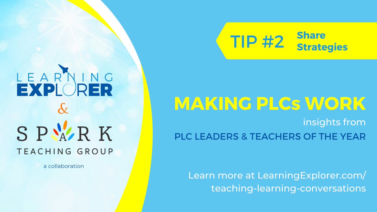 learnXpl's tweet photo. Want more from your PLC? See expert tips from the panel "Making PLCs Work"🔆Tip #2 from 2020 &amp; 21 Georgia #TeacherOfTheYear @2020GaTOTY Tracey Nance🔆"Share Strategies" https://t.co/pGeWC88NFb

More PLC tips https://t.co/LuL3QeNZNj

#instructionalcoach #educoach #teachertwitter https://t.co/wr260JkVdZ
