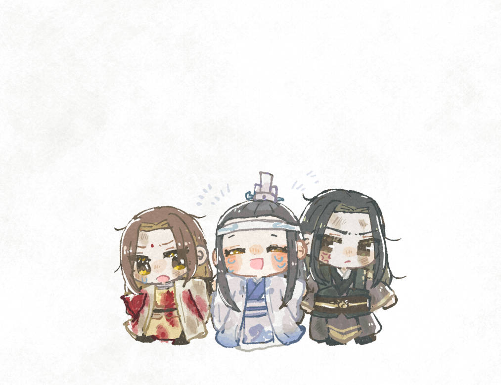 white headband multiple boys chibi headband black hair chinese clothes long hair  illustration images