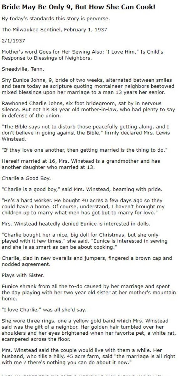 Sfs301987's tweet photo. @eyezwideblue The mother of the 9 year old had another daughter who married at 13... da fuq. https://t.co/6zrEN5rZzS