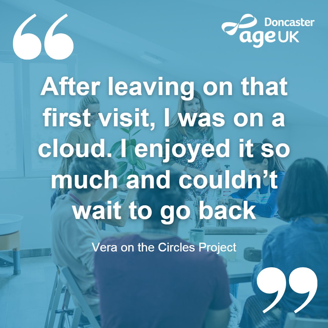 Discover Age UK Doncaster's Circles project! It offers a supportive community for those who are lonely or socially isolated. Vera, a happy member, made new friends and rediscovered her love for arts &amp; crafts. To learn more, visit our website below 💜

ow.ly/HX7O50NP7ka