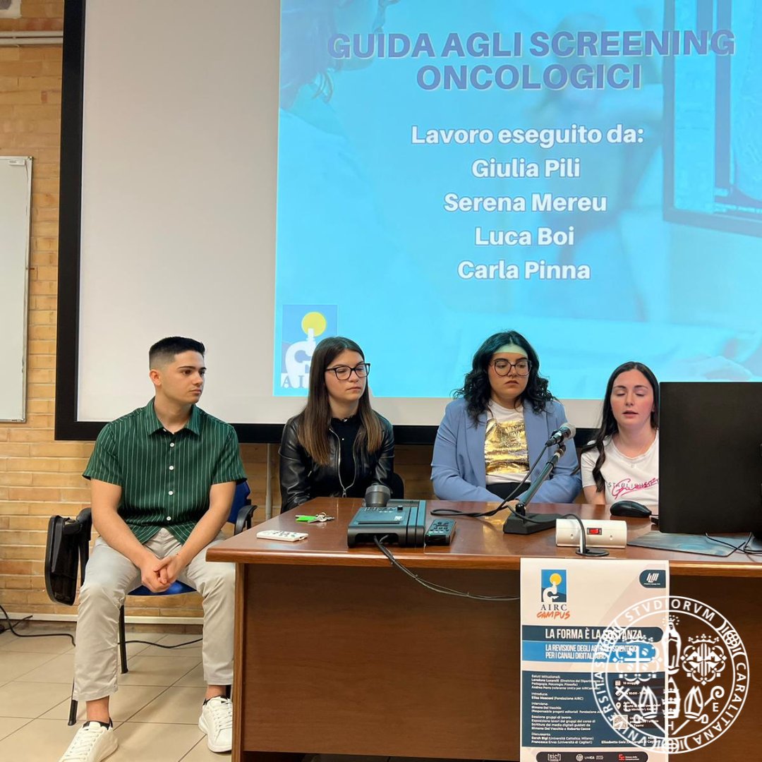 univca's tweet photo. Si è svolto, presso l'aula 6 del polo di Sa Duchessa, un incontro organizzato da UniCA con la Fondazione #AIRC nel palinsesto AIRC Campus, per parlare di #comunicazione e cancro dal titolo "La forma è sostanza. La revisione degli articoli scientifici per i canali digitali AIRC". https://t.co/DIwGc2zr9y