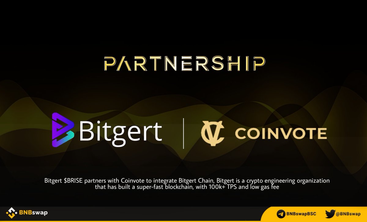 📢 <a href="/bitgertbrise/">Bitgert - $BRISE</a> $BRISE partners with <a href="/CoinvoteCC/">Coinvote</a> to integrate #BitgertChain!

#Bitgert is a #crypto engineering organization that has built a super-fast blockchain, with 100k+ TPS and low gas fee

#Web3 #BitgertBrise $BNB #CryptoNews #BRISE #BNBswap