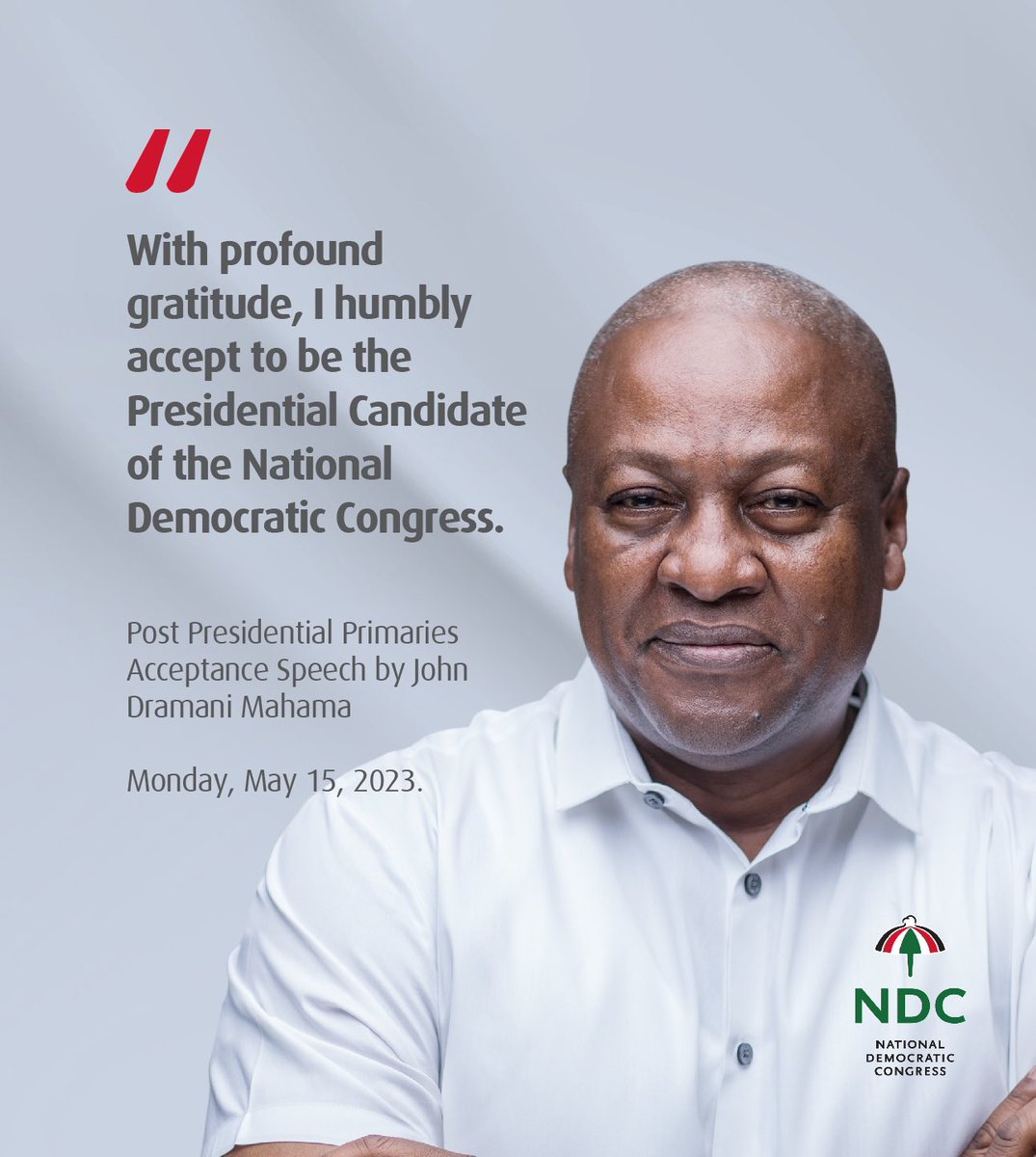 JDIMahama's tweet photo. RT JDMahama "Thank you, NDC. https://t.co/TEQJUyAFkF"