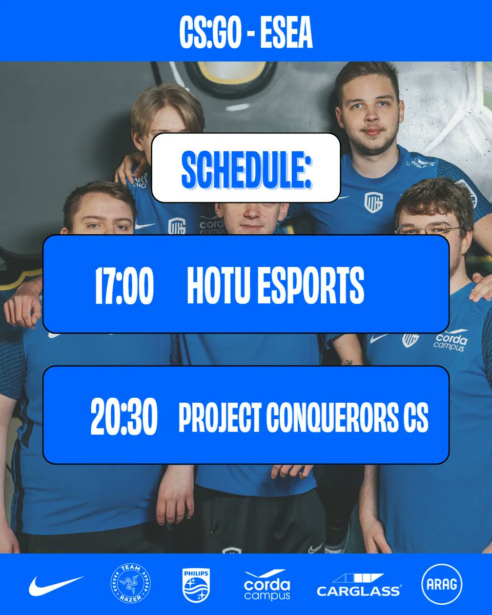 After a well rested weekend, our CS:GO team has to give their A-Game tonight in not one, but two matches!

🆚 HOTU eSports
🕓 17:00 CEST 

🆚 Project Conquerors CS
🕓 20:30 CEST

#CSGO #PushTheLimits #Esports #Games