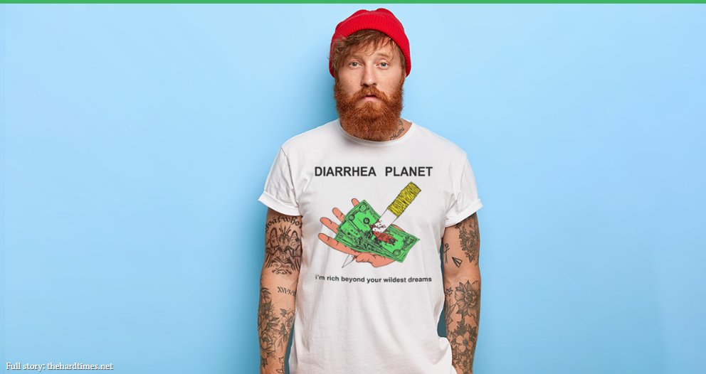 Man Hoping Diarrhea Planet T-Shirt Distracts From Goatwhore Tattoo thehardtimes.net/music/man-hopi…