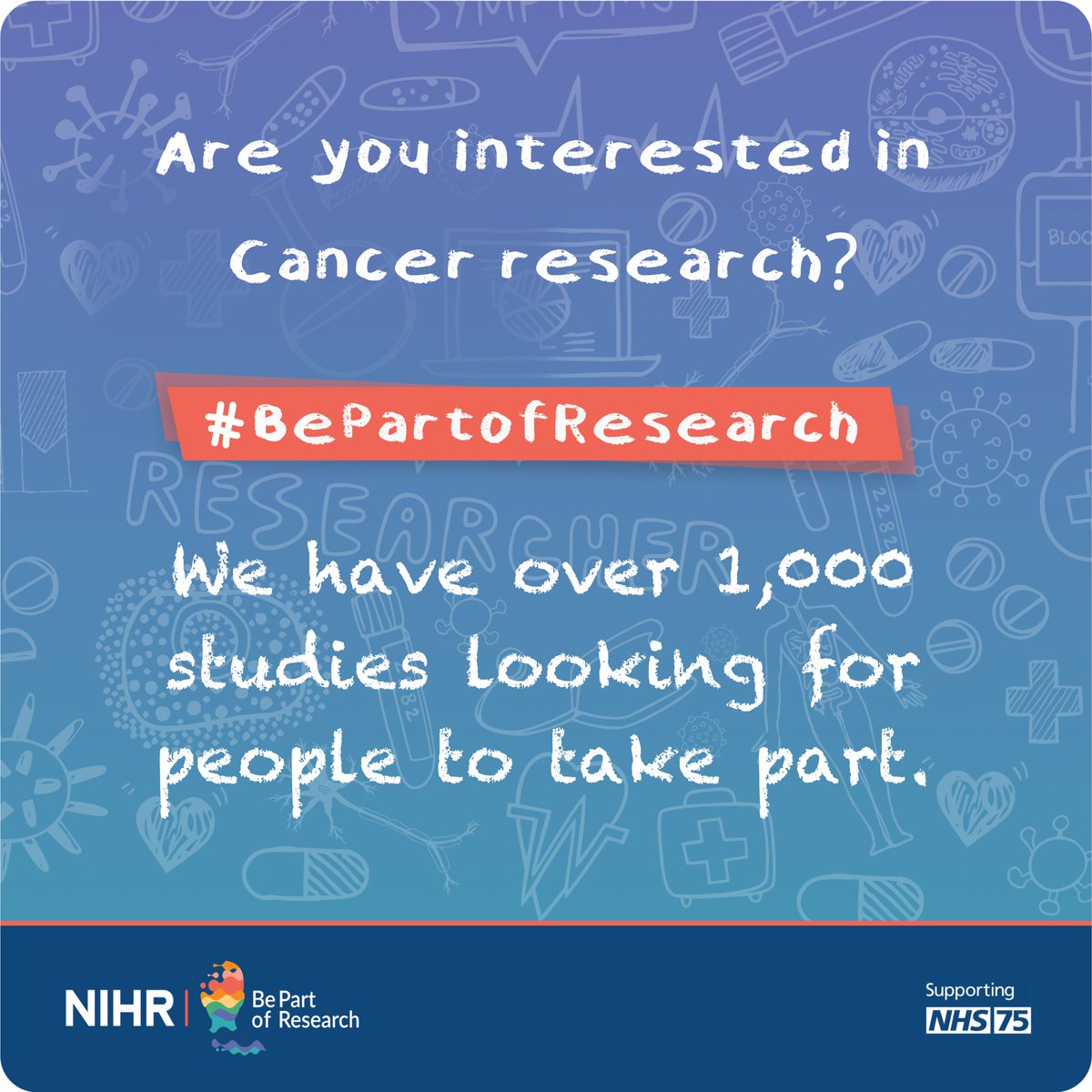NIHRtakepart's tweet photo. Could you shape the future of #cancer diagnosis and treatment?

Our studies are looking for people to take part in research! Find the full list here: https://t.co/xtv9YAjY8f

#BePartOfResearch https://t.co/N5wUKTughk