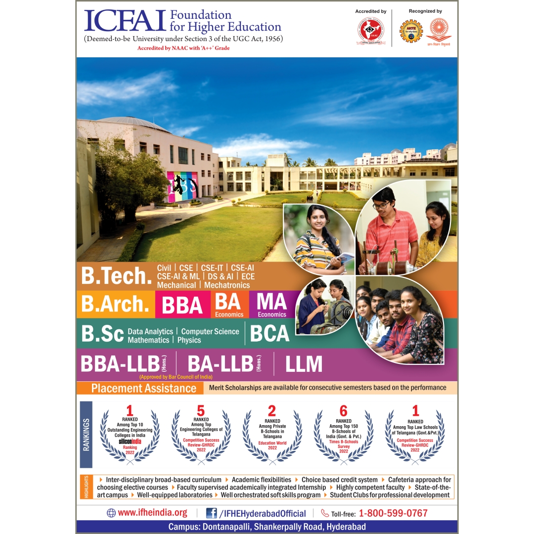 IFHEofficial's tweet image. The IFHE, Hyderabad offers UG, PG &amp;amp; Ph.D. Campus-based Programs 2023.

Excellent Placements and Merit Scholarships are available.

Apply Today!: bit.ly/3KORgHk

#IFHEAdmissions #BTechAdmissions2023 #BSCAdmissions2023 #LawPrograms #IcfaiTechHyderabad