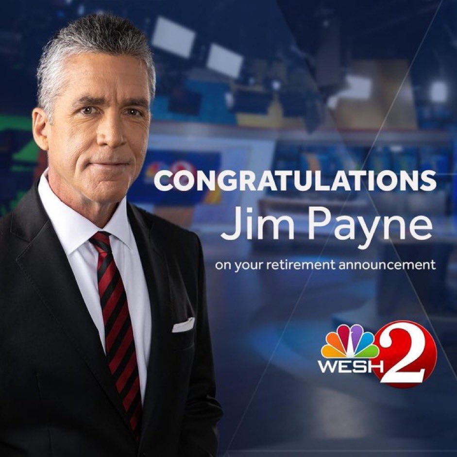 Yesterday <a href="/JimPayneWESH/">Jim Payne</a> announced his retirement come this September. I can honestly say he’s one of the finest coworkers anyone can ever ask for! Hardworking, compassionate and a leader in the news room! Jimbo I’m so very happy to have been able to work with you! Congrats!
