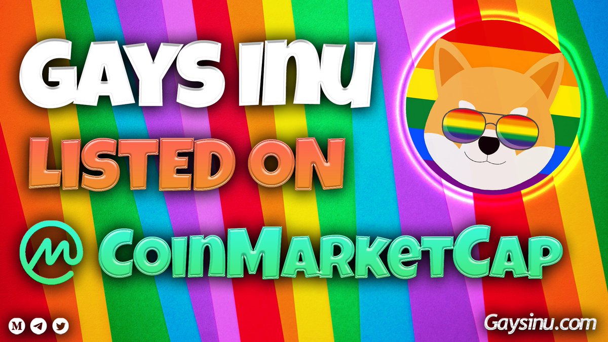Great news!

We're now officially listed on <a href="/CoinMarketCap/">CoinMarketCap</a> !🚀

Stay tuned for the latest updates and follow our journey!

🏳️‍🌈gaysinu.com 
🏳️‍🌈t.me/GaysInu 
🏳️‍🌈coinmarketcap.com/currencies/gay…

#cryptocurrency #Crypto #Swap #P2E #CMC