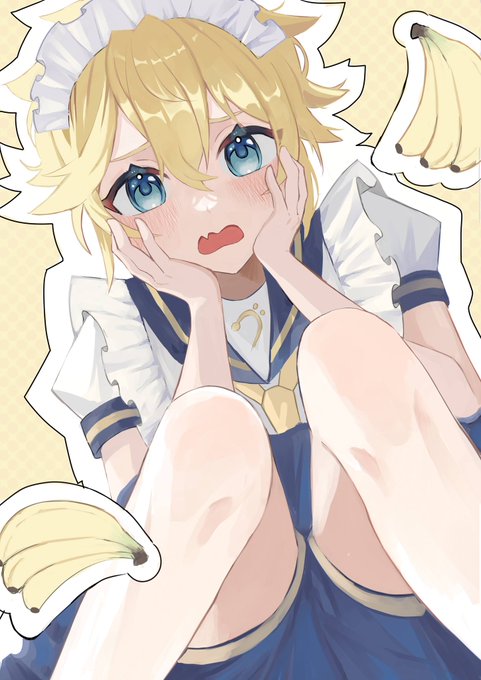 #illustration おちんぎんのバナナを落としたメイドレンきゅん