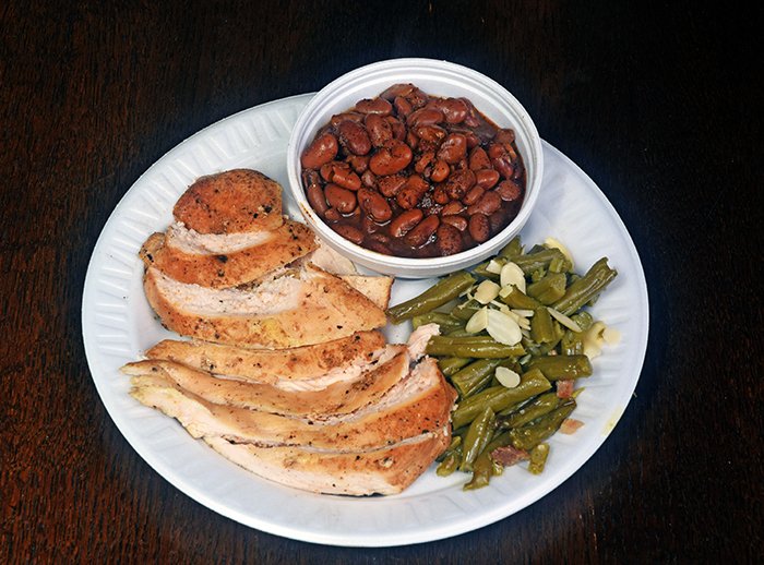 Our Chicken Breast is hickory smoked to perfection every day along with our tasty sides and served in a variety of ways! Come get yours today...and we can make everything to go!
.
.
.
.
#meatlover #bbq #brisket #pulledpork #ribs  #bakersribsweatherford #ham #smokedchicken