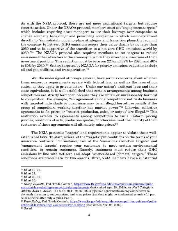 BREAKING: 23 State Attorneys General, led by @SeanReyesUT & @AGJeffLandry, have sent a letter to 28 insurance companies warning that their participation in the Net-Zero Insurance Alliance (NZIA) and the Net-Zero Asset Owner Alliance (NZAOA) may violate antitrust laws: