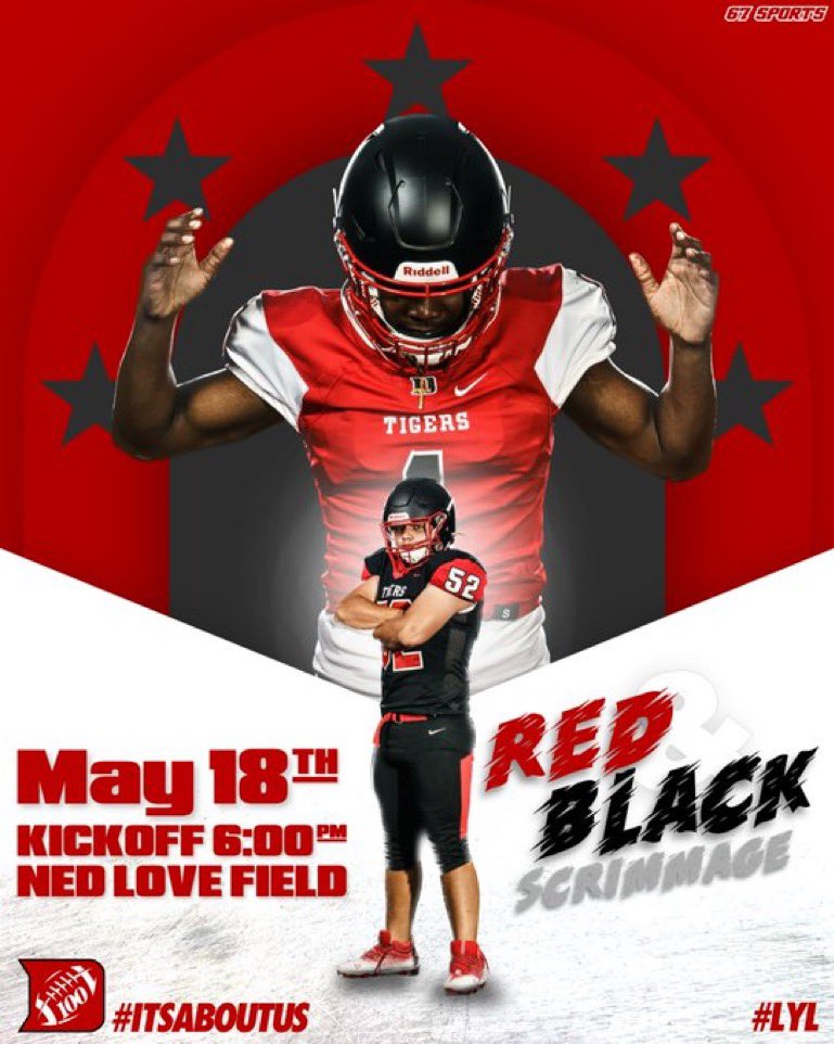 We would love to see everyone at our annual Red&amp;Black game this Thursday at Ned Love Field! Your Tigers have been getting after it this offseason and spring and would love to see Tiger Country pack the stands as you always do! 6 pm we’ll see you there!

Credits to <a href="/67Sports1/">67 Sports</a>
