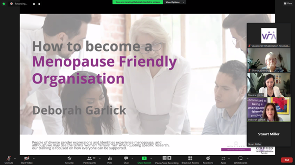 UKVRA's tweet photo. Joining Deborah Garlick now to discuss 'How to become a Menopause Friendly Organisation' - absolutely fascinating...
#VRAUK #VR4Work https://t.co/gdEUTkPOai