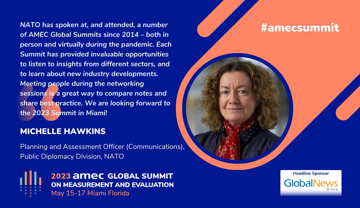 AmecOrg's tweet photo. Michelle Hawkins NATO says that each #amesummit has provided invaluable opportunities to listen to insights from different sectors &amp; to learn about new industry developments!

@NATORomeroC  @NATO  will talk today about Using communications to protect the future. https://t.co/7jpQfrsf6h