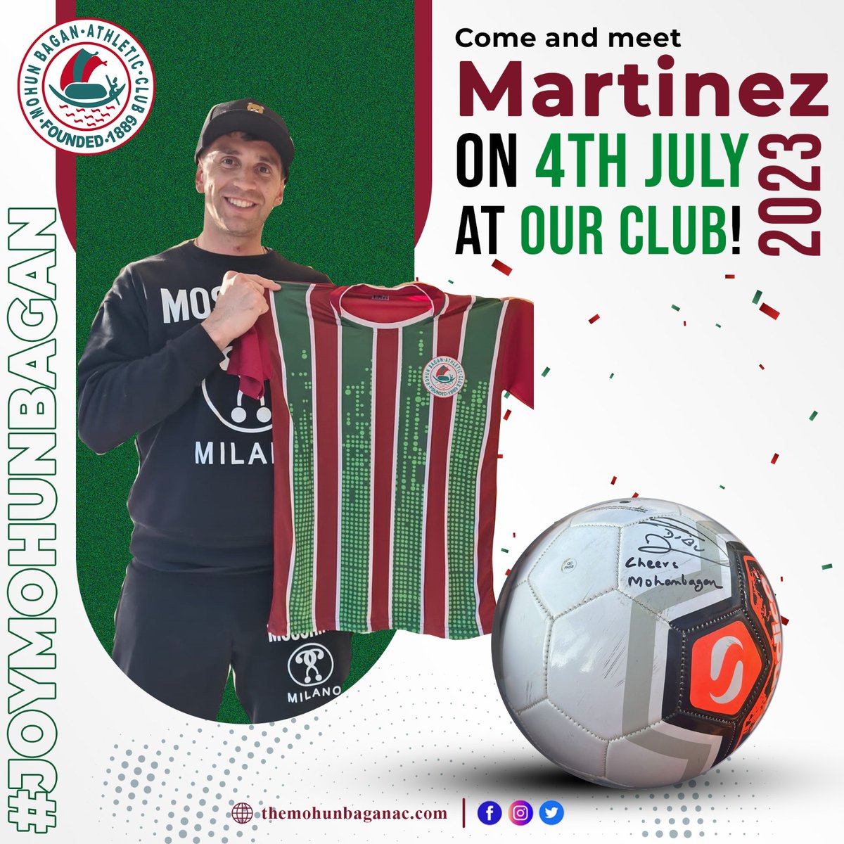 Mohun_Bagan's tweet photo. Sincere gratitude to 𝐌𝐫. 𝐒𝐚𝐭𝐚𝐝𝐫𝐮 𝐃𝐮𝐭𝐭𝐚 for bringing the 𝐅𝐈𝐅𝐀 𝟐𝟎𝟐𝟐 𝐖𝐨𝐫𝐥𝐝 𝐂𝐮𝐩 &amp; 𝐆𝐨𝐥𝐝𝐞𝐧 𝐆𝐥𝐨𝐯𝐞𝐬 winner - 𝐄𝐦𝐢𝐥𝐢𝐚𝐧𝐨 𝐌𝐚𝐫𝐭𝐢𝐧𝐞𝐳 (𝐃𝐢𝐛𝐮) to our 𝐍𝐚𝐭𝐢𝐨𝐧𝐚𝐥 𝐂𝐥𝐮𝐛 on 𝟒𝐭𝐡 𝐉𝐮𝐥𝐲.
@emimartinezz1 
#MohunBagan https://t.co/yCkD4G18Ji