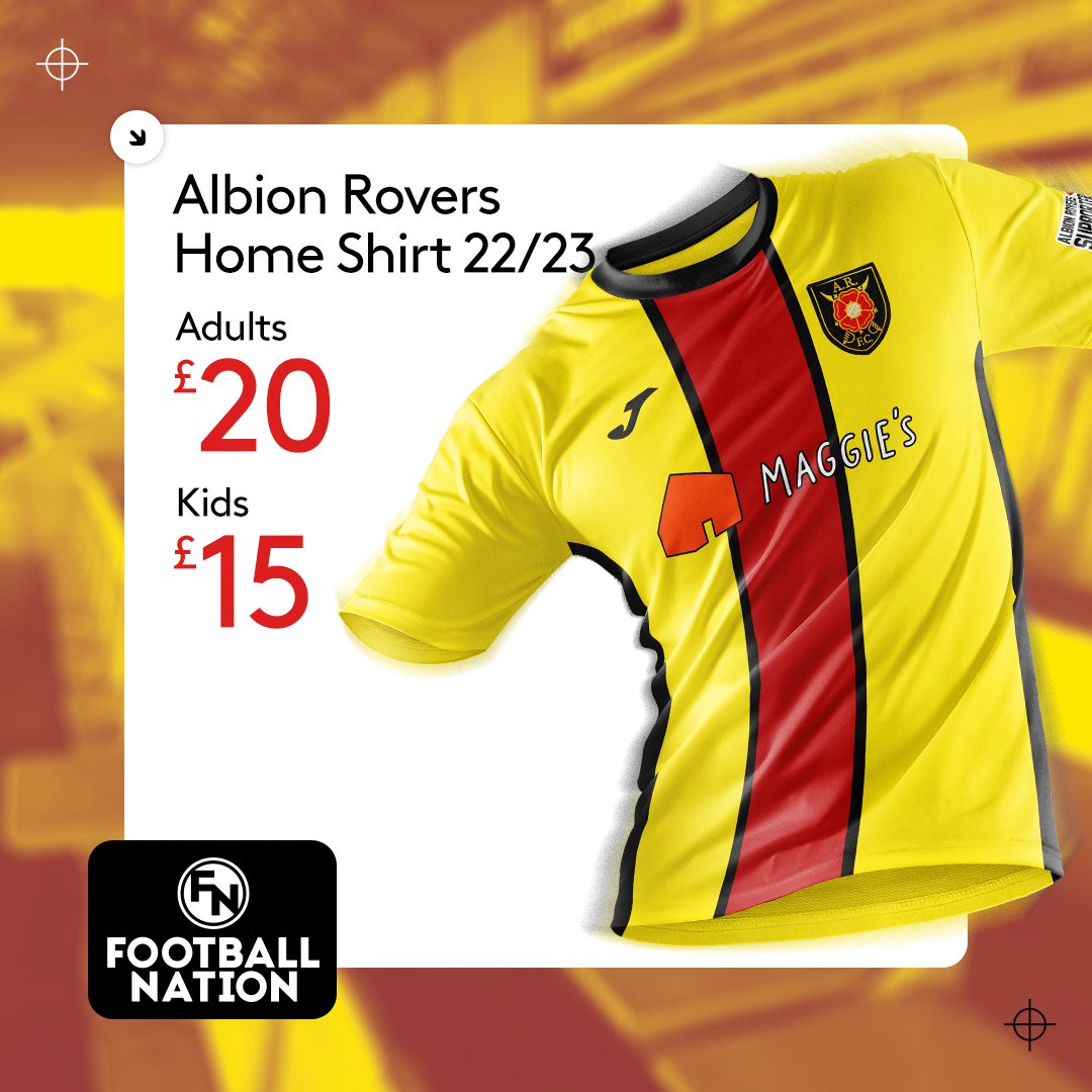 The <a href="/albionrovers/">Albion Rovers FC</a> Home Shirt is now on sale!

𝗦𝗮𝘃𝗲 𝗼𝘃𝗲𝗿 𝟱𝟬% 𝘄𝗵𝗶𝗹𝘀𝘁 𝘀𝘁𝗼𝗰𝗸 𝗹𝗮𝘀𝘁𝙨 ⬇️

thefootballnation.co.uk/albion-rovers-…