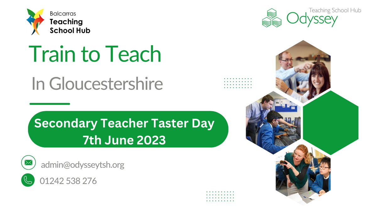OdysseyTSHub's tweet photo. Join us on 7th June to find out more about training to teach in Gloucestershire.

More info: 
https://t.co/YbUlYuj0VG https://t.co/b6OVdAbMDO