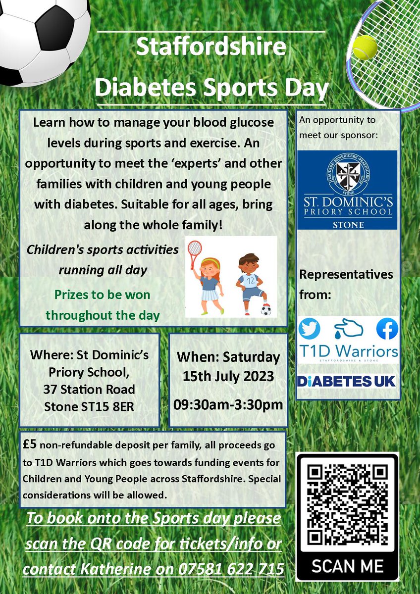 cypdmpft's tweet photo. Poster for the amazing diabetes sports day arrange by Katherine , our dietician. Sign up, spread the word and share ! #mpft #uhnm #cypdmpft #childrenandfamilies #t1dwarriors #type1 #diabetessportsday #prizes #fun https://t.co/SeMbjZIq6H