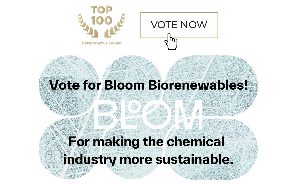 Votes are now open for the TOP100 Swiss Startups 2023!  
By voting for Bloom Biorenewables, you will help us make a positive impact on the environment, and support the transition to a circular economy 🌿🔃 

Voting link: lnkd.in/g2kyjY5

Thank you for your support! 🙏