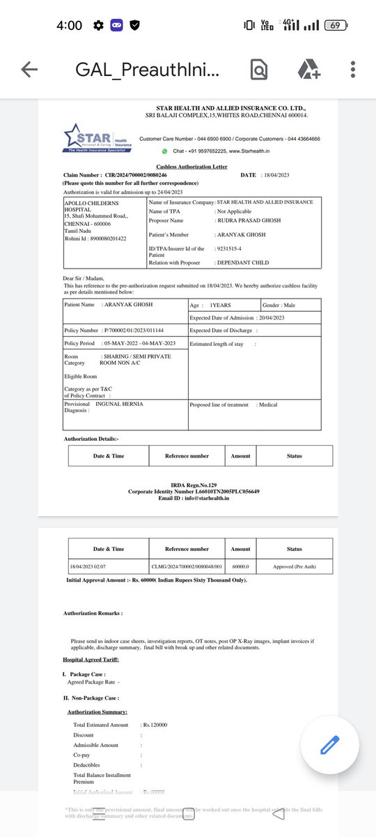 RUDRAPRASADGH's tweet photo. #StarHealthBetrayed
Star Health betrayed me in my son's surgery.They gave pre Authorization of 60k but withdrew during final billing  by changing the name of the disease. I felt like a helpless hostage as I admitted my son in hospital after their pre Authorization.@StarHealthIns https://t.co/TDvuXZr5QN