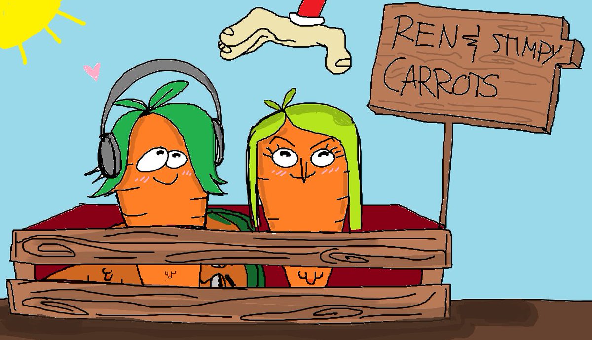 Draws_circles's tweet photo. Just a bunch of Ren and/or Stimpy carrots @smelle_NG @candyrandyland https://t.co/zOTjhFiea7