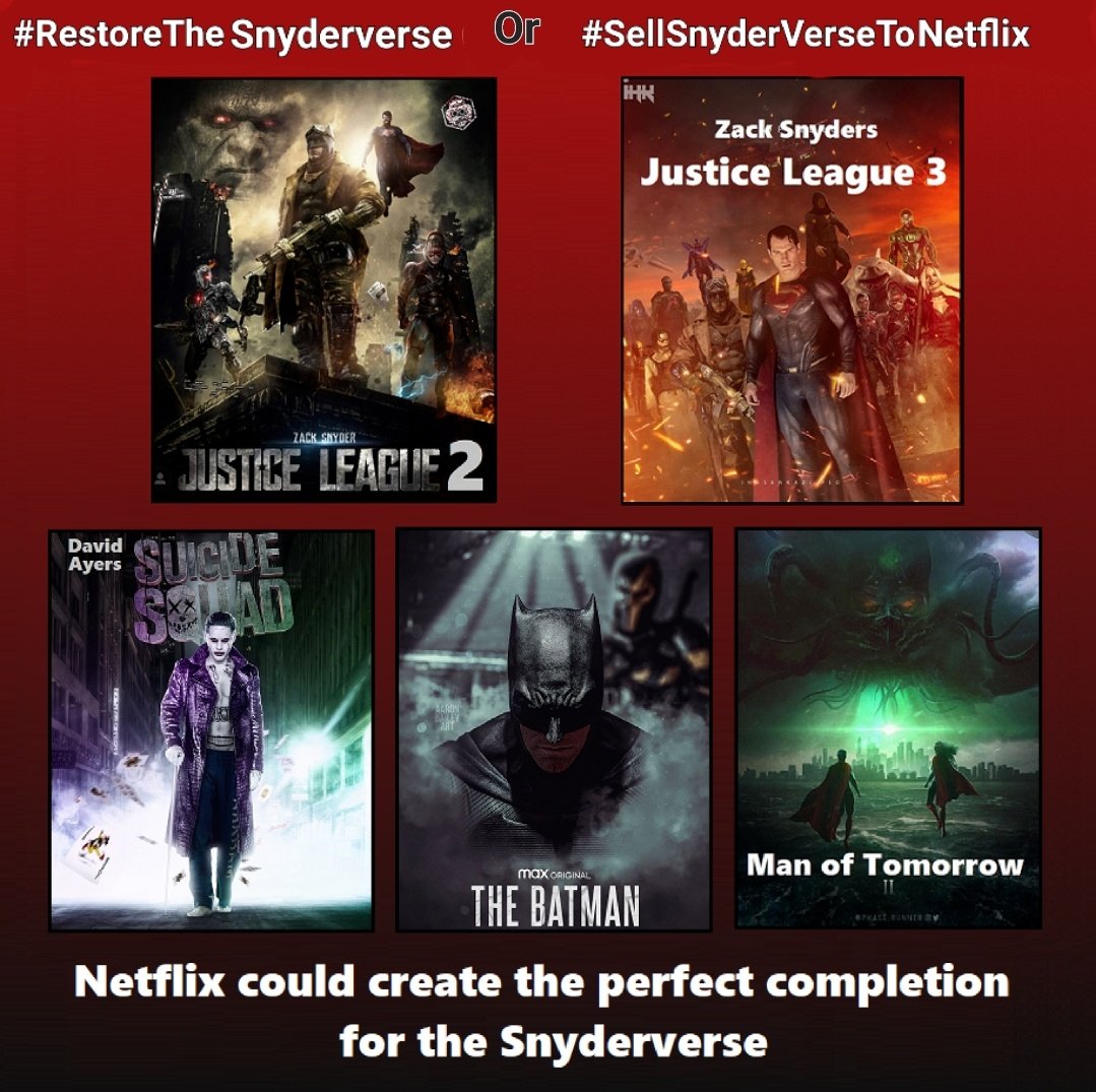 It's astonishing that WB have a huge fanbase asking to see more movies from an IP they have.
It's already shown how popular it is.
The Snyderverse is continually talked about by everybody.
We have money waiting for these movies!
#RestoreTheSnyderVerse or #SellSnyderVerseToNetflix