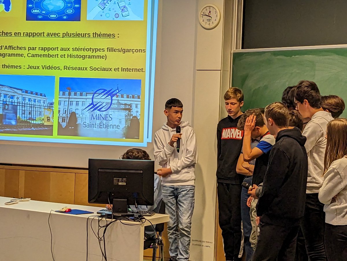 DDelafosse_MSE's tweet photo. Restitution de la 6e édition #schoolab avec 8 établissements de la Loire @RotondeSciences et @Dep_Loire42. Sciences et stéréotypes de genre avec les 2ndes du Lycée des Horizons. Bravo a tous et toutes 👏 
@MINES_StEtienne @IMTFrance https://t.co/pCVsU25Ri2