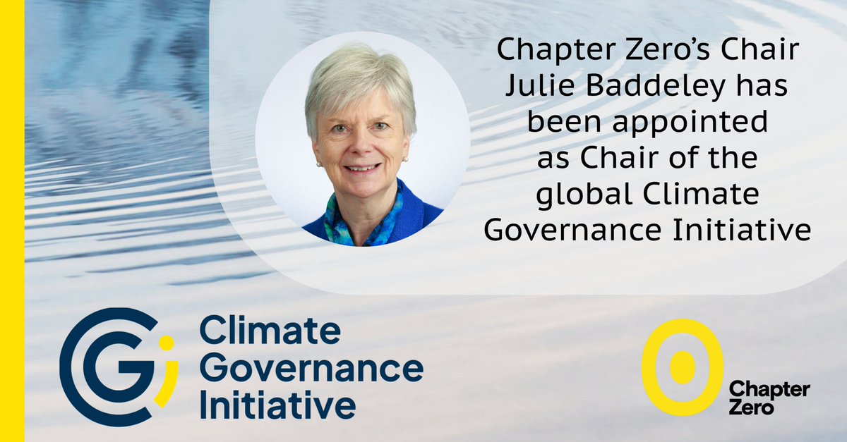 <a href="/Boards4Climate/">Climate Governance Initiative</a> has appointed Julie Baddeley as Chair of its governing board. 

Congratulations Julie!

Alongside this international role, Julie will continue to drive impact on climate through UK boardrooms, as Chair of Chapter Zero.

Read more: bit.ly/3pIoIKW