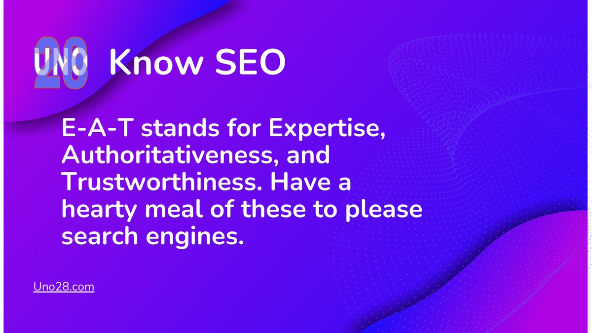 gcman105's tweet photo. E-A-T stands for Expertise, Authoritativeness, and Trustworthiness. Have a hearty meal of these to please search engines. https://t.co/dbwyGTCejc https://t.co/mbV9M5hmbH
