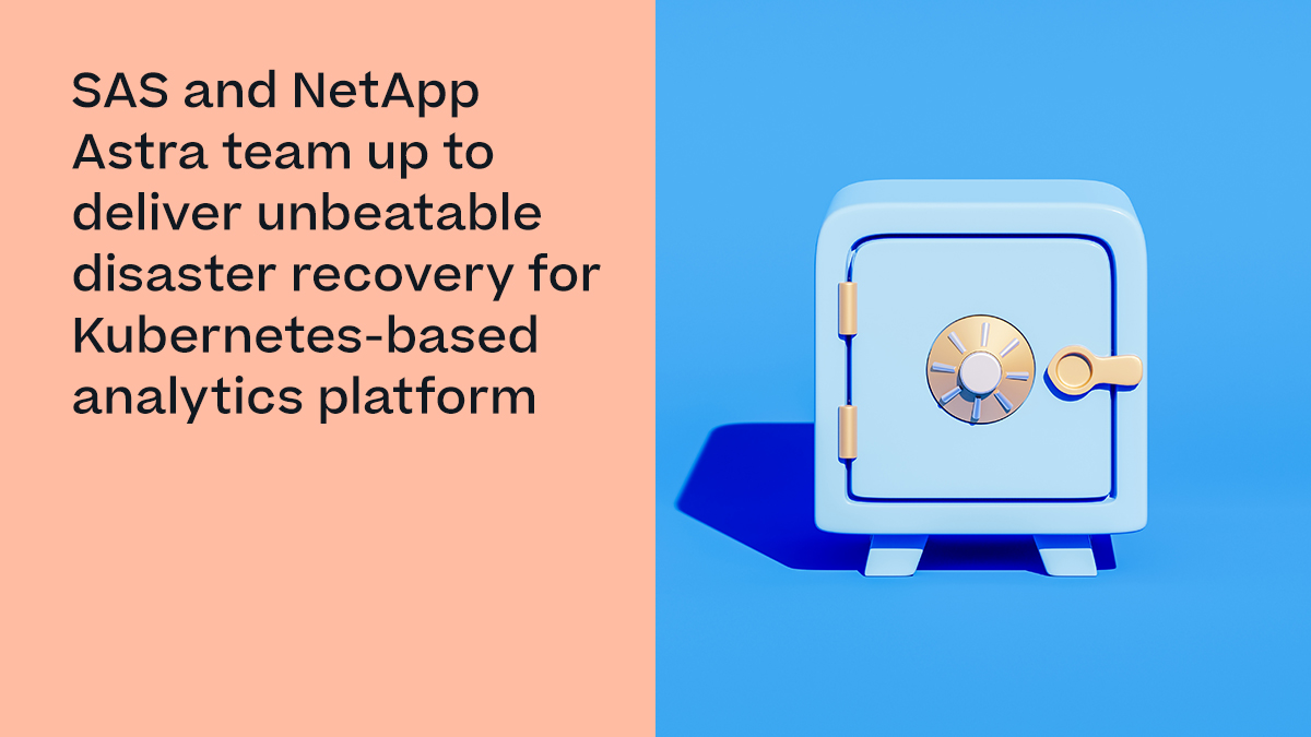 NetApp_es's tweet photo. "NO MÁS" a la #recuperación ante desastres DIY para cargas de trabajo de #Kubernetes y #contenedores con estado. 

Proporcionamos soluciones sólidas de #dataprotection y #disasterrecovery para @SASsoftware Viya con NetApp Astra Control en @Azure: https://t.co/0cCeCLlAXC 

#Azure https://t.co/YyDiozfEod