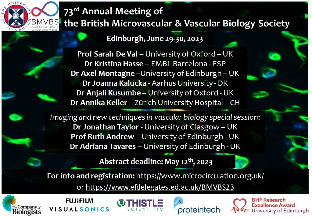 BMVBSoc's tweet photo. ‼️ The abstract deadline for #BMVBS23 has been extended till May 26th and early bird registration till June 12th – so there is still time to send in your abstract. ✉️ 
 
The Organizing Committee are looking forward to seeing you in Edinburgh. 🏴󠁧󠁢󠁳󠁣󠁴󠁿 https://t.co/G9Mva52nNP