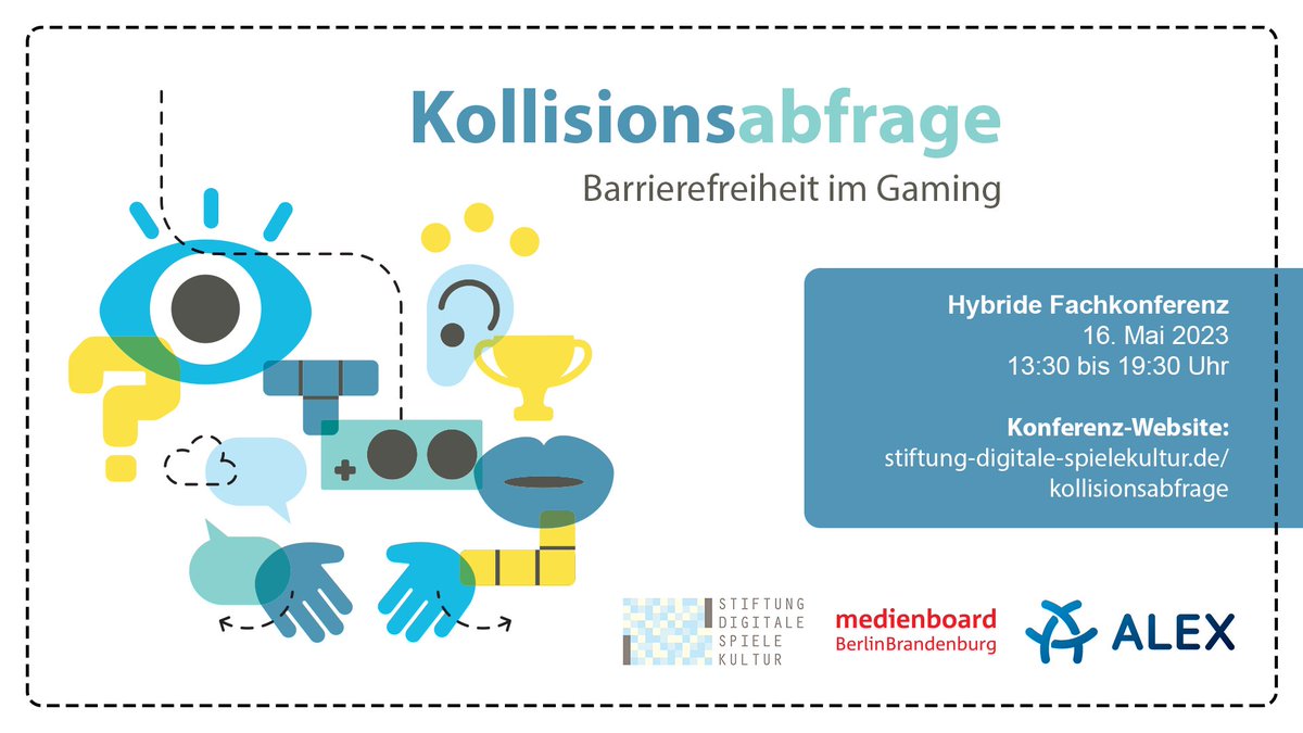Stiftung Digitale Spielekultur (@digitale_spiele) on Twitter photo Klingt Euch heute um 13:30 Uhr bei der Eröffnung unserer Konferenz über #Barrierefreiheit im #Gaming ein! Mit Keynotes von <a href="/melly_maeh/">Melly | nicht mehr hier, s. Link in Bio</a> & Michael Gurt (<a href="/JFF_de/">jff.de</a>) sowie Grußworten von André Necke (<a href="/BBMB_bund/">Behindertenbeauftragter der Bundesregierung</a>) & Helge Jürgens (<a href="/medienboard/">Medienboard</a>):
⏺️Livestream: t1p.de/y8cc6 Klingt Euch heute um 13:30 Uhr bei der Eröffnung unserer Konferenz über #Barrierefreiheit im #Gaming ein! Mit Keynotes von <a href="/melly_maeh/">Melly | nicht mehr hier, s. Link in Bio</a> & Michael Gurt (<a href="/JFF_de/">jff.de</a>) sowie Grußworten von André Necke (<a href="/BBMB_bund/">Behindertenbeauftragter der Bundesregierung</a>) & Helge Jürgens (<a href="/medienboard/">Medienboard</a>):
⏺️Livestream: t1p.de/y8cc6