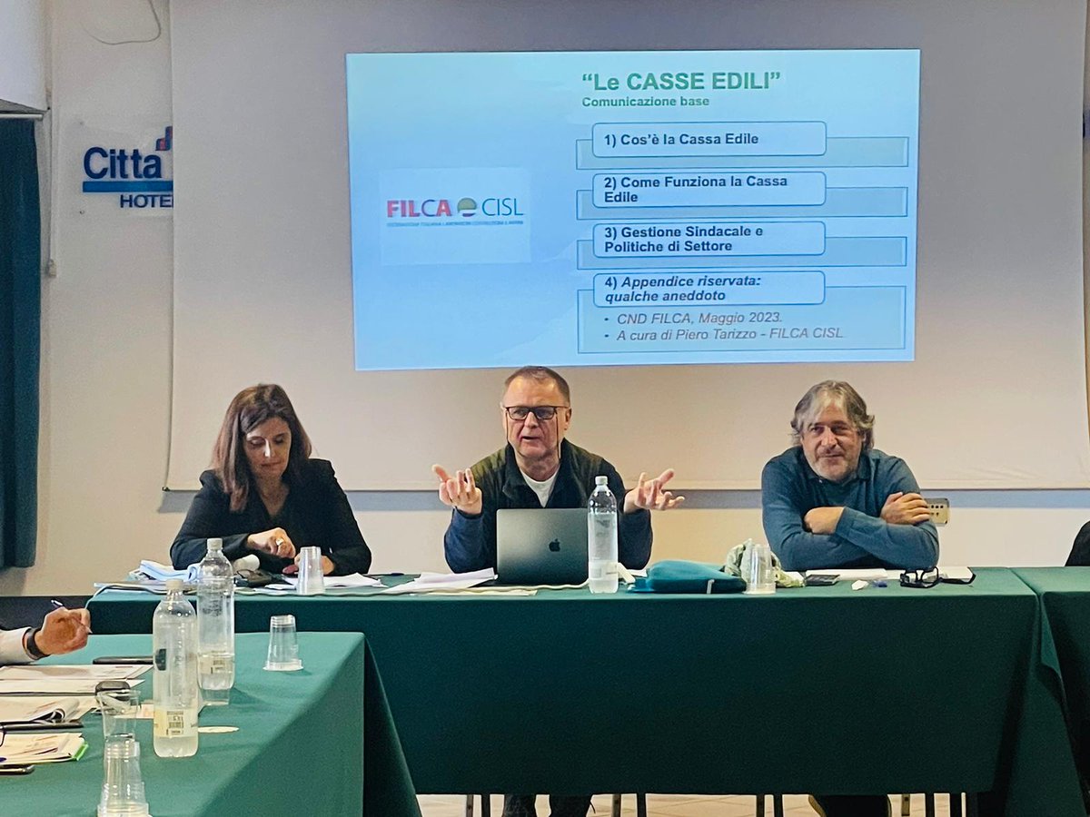 FilcaCisl's tweet photo. A #Terrasini (#Palermo) seconda giornata del Corso di #formazione per nuovi dirigenti della Filca nazionale, dedicato alla #contrattazione in #edilizia. Oggi di parla del sistema bilaterale con i segretari nazionali Cristina Raghitta e Ottavio De Luca e con Piero Tarizzo. https://t.co/NZXDZG1mbn