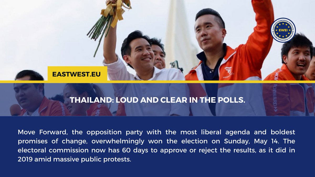 The result is partly due to a wave of enthusiasm among young people for his liberal platform and promises of bold changes, including breaking up monopolies and reforming the lese majesty law.

More on: eastwest.eu/it/thailandia-…

#ewei àeastwest #thailand