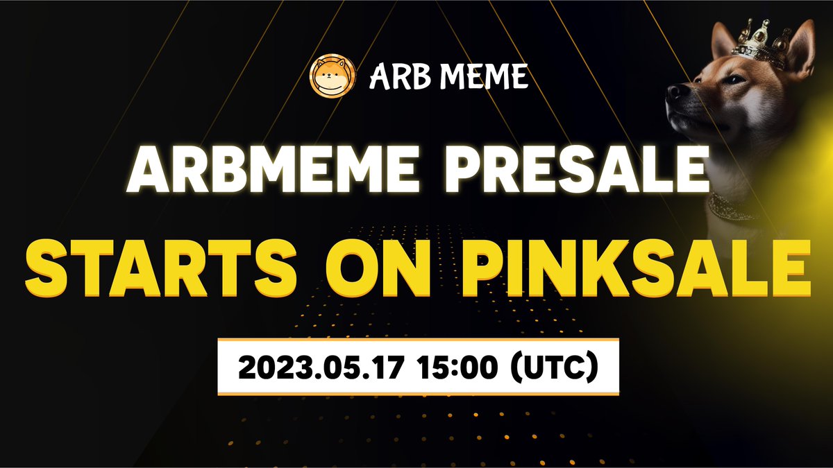🚀 Exciting announcement! We are thrilled to unveil the ARBMeme presale on <a href="/pinkecosystem/">PinkSale (Pink Ecosystem)</a>, happening on 2023.05.17 at 15:00 UTC! 
Prepare to dive into the world of ARBMeme and be part of the next big meme sensation.
pinksale.finance/launchpad/0x72…
#ARBMeme #Presale #Pinksale