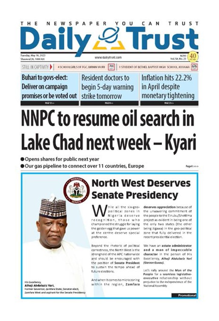 Standard Nigeria🌍🌎🗞️🗞️ on Twitter "TUESDAY MAY 16TH, 2023 NIGERIA