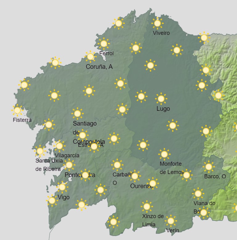 DelegGobGAL's tweet photo. 🤩#Bosdías, #Galicia, #felizdía das #LetrasGalegas 
Hoxe teremos en toda a comunidade ceos despexados ☀️

🌡️Temperaturas en lixeiro ascenso no sur
🍃Ventos frouxos na costa sur, fortes na norte e intensos en Estaca de Bares e Fisterra https://t.co/00KjW51ryr