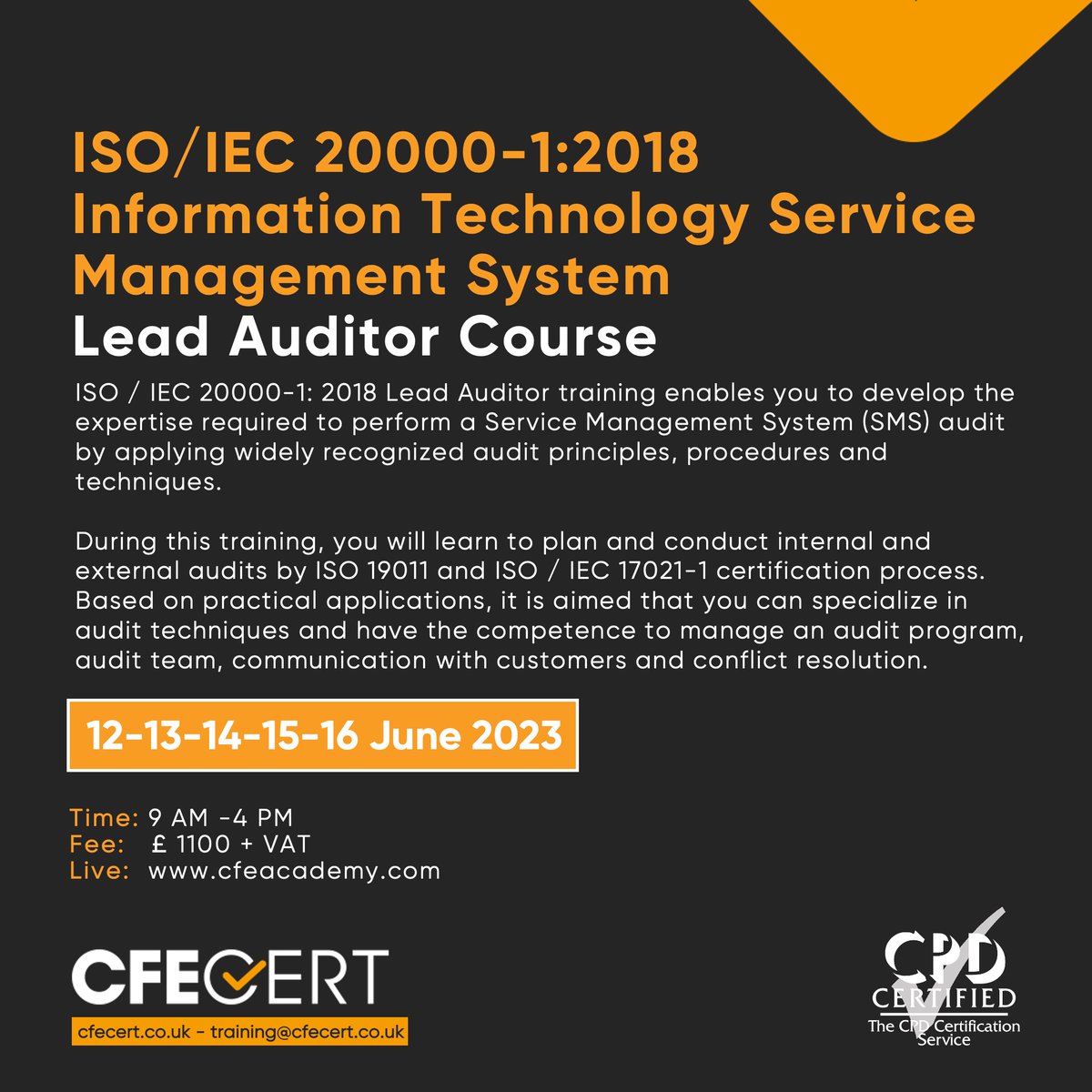 #ITSMS #LeadAuditor course in starting on the 12th of June. Get in touch with us to book your session now! #InfoTech #InformationTechnology