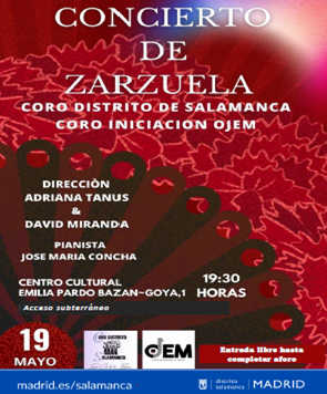JMDSalamanca's tweet photo. Si te gusta la zarzuela 🎼 no te pierdas el concierto del Coro del #DistritoSalamanca y al Coro iniciación @orquestaojem .

📅19 de mayo
🚩CC Emilia Pardo Bazán
⏰ 19:30

Resto propuestas culturales gratuitas de #DistritoSalamanca en mayo 👉https://t.co/PdeWuwQmXG https://t.co/RTS0fLtagP