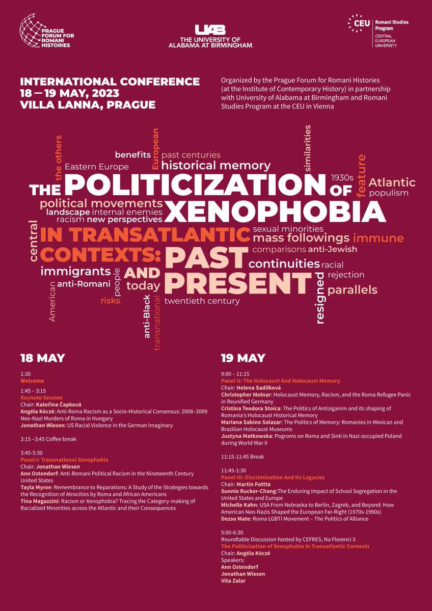 CzechAcademy's tweet image. #intlconference | The Politicization of Xenophobia in Transatlantic Contexts: Past and Present

🗓️ 18–19 May 2023 in Prague

Organised by the Prague Forum for Romani Histories @USD_AV_CR in partnership with @UABNews &amp;amp; @ceu.

➡️ 1url.cz/or7L3