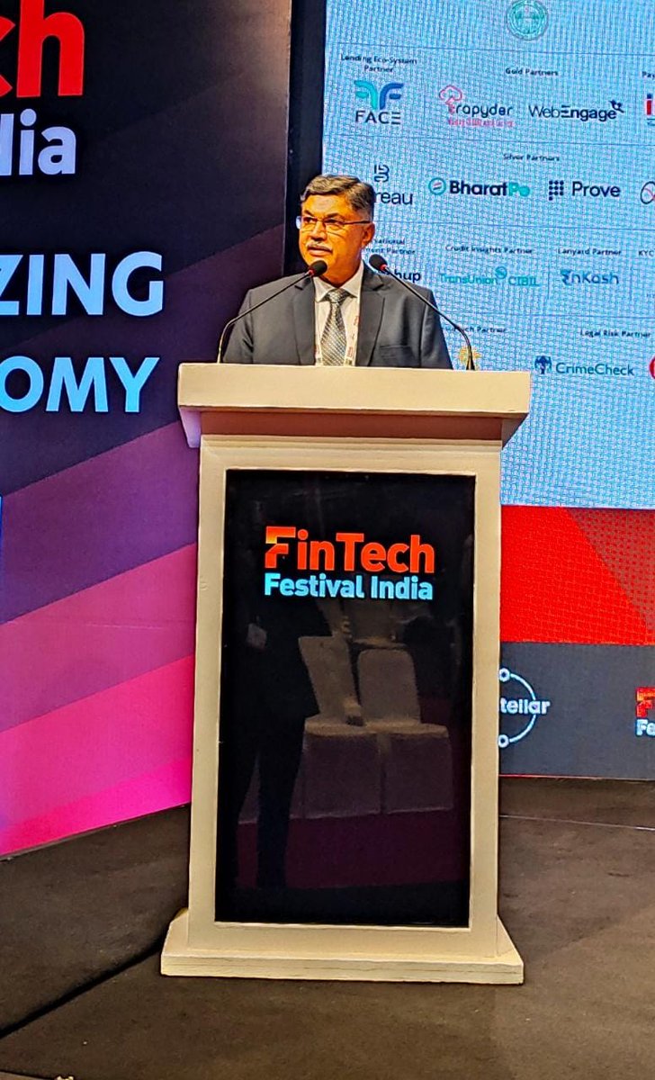 Chief Executive, IBA, Sunil Mehta Addressing FinTech Festival India 2023 as Keynote speaker on date at Jio Convention Centre, Mumbai. @ffi_fintechfest #FintechFestivalIndia2023 #IBA #DFS